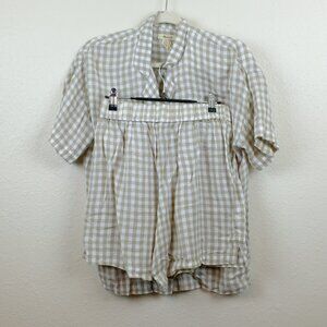madewell gingham button down shorts pajama set xs